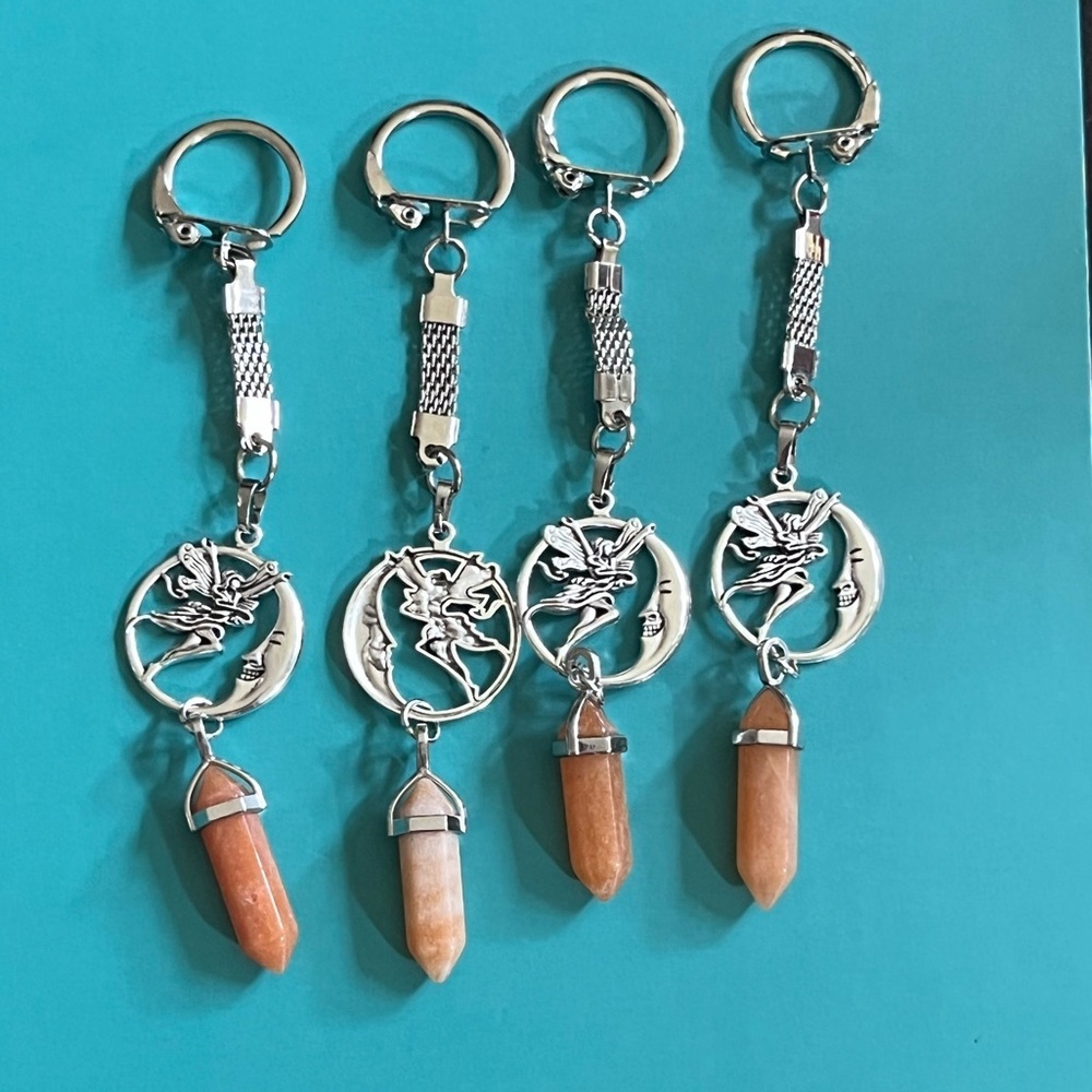 Carnelian fairy keychain - man in the moon - gifts for her - stocking stuffer